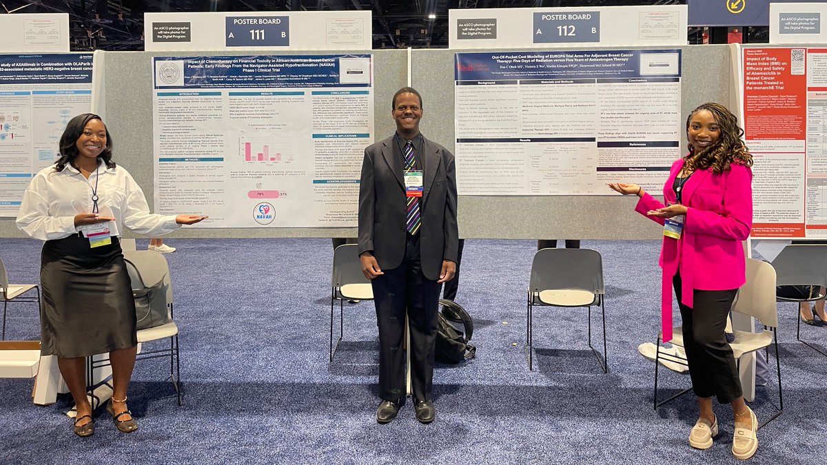 The McClelland Lab (@drmcclellandlab) on Twitter photo When your #ASCO25 poster presentations are next to each other!
Stud members @MayaJanel & @EnaOboh presenting lab work (#NAVAH trial & #EUROPA cost analysis, respectively) sandwiching lab PI <a href="/TheDrWood/">Shearwood McClelland III, M.D.</a>!
#RadOnc
#bcsm
#FinancialToxicity
#RepresentationMatters When your #ASCO25 poster presentations are next to each other!
Stud members @MayaJanel & @EnaOboh presenting lab work (#NAVAH trial & #EUROPA cost analysis, respectively) sandwiching lab PI <a href="/TheDrWood/">Shearwood McClelland III, M.D.</a>!
#RadOnc
#bcsm
#FinancialToxicity
#RepresentationMatters