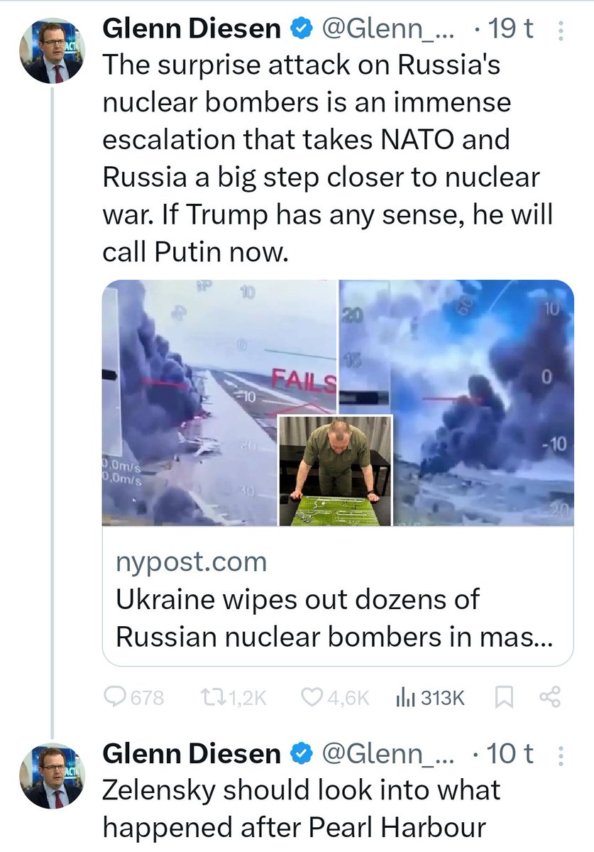 Dagens Diesen II. Som det av og til heter i mediene - saken er under utvikling: For ikke bare mener Diesen at Russland bør få angripe Ukraina uforstyrret, nå sammenligner han det ukrainske angrepet med Pearl Harbor - åpenbart «uvitende» om at USA ikke hadde angrepet Japan først.