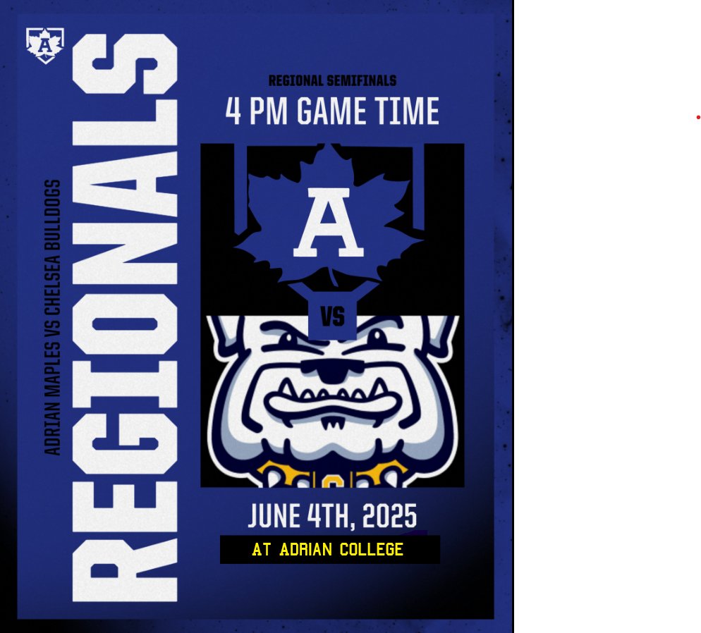 BaseballMaple's tweet image. SITE CHANGE***
Regional Semis will be played at Adrian College!