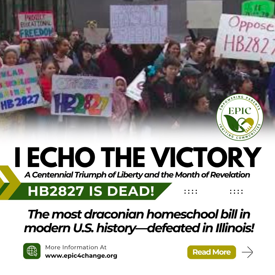 Have you heard? 🚨H.B. 2827 is DEAD! The most draconian homeschool bill in modern U.S. history—defeated in Illinois!

On the 100th anniversary of the U.S. Supreme Court’s decision in Pierce v. Society of Sisters, which declared “the child is not the mere creature of the state,”