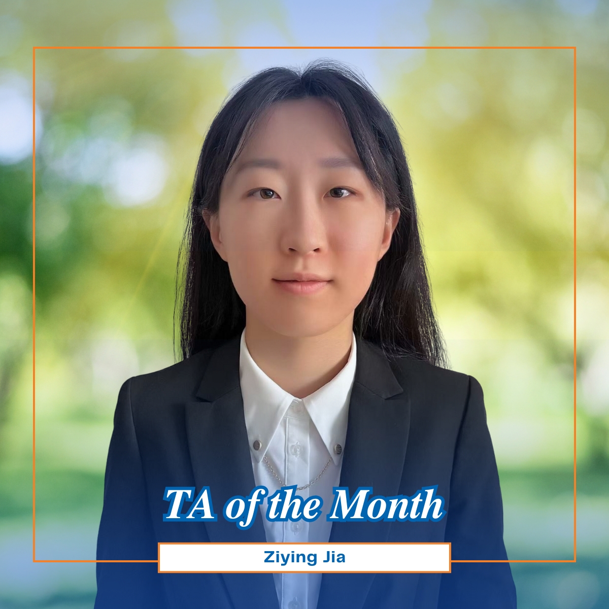 cseuta's tweet image. 🎉 Congrats to our TA of the Month for May, Ziying Jia! 
Your dedication, support, and passion for helping students truly shine. From answering questions to creating a welcoming learning space, you go above &amp;amp; beyond every day. 🙌
Thank you, Ziying! 👏
#cseuta #uta #TAMonth