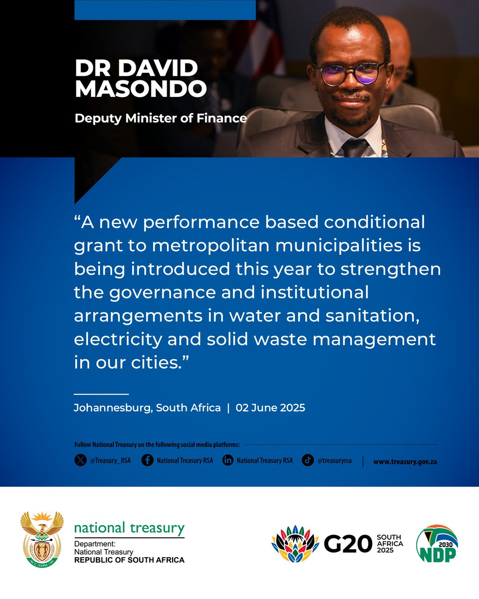National Treasury RSA (@treasury_rsa) on Twitter photo Highlights from the keynote address delivered by Deputy Minister of Finance, <a href="/DrDavidMasondo/">David Masondo, PhD</a> at the #OperationPhumelela Lekgotla.
For the full speech visit the #NationalTreasury website: tinyurl.com/yc32vp7d Highlights from the keynote address delivered by Deputy Minister of Finance, <a href="/DrDavidMasondo/">David Masondo, PhD</a> at the #OperationPhumelela Lekgotla.
For the full speech visit the #NationalTreasury website: tinyurl.com/yc32vp7d