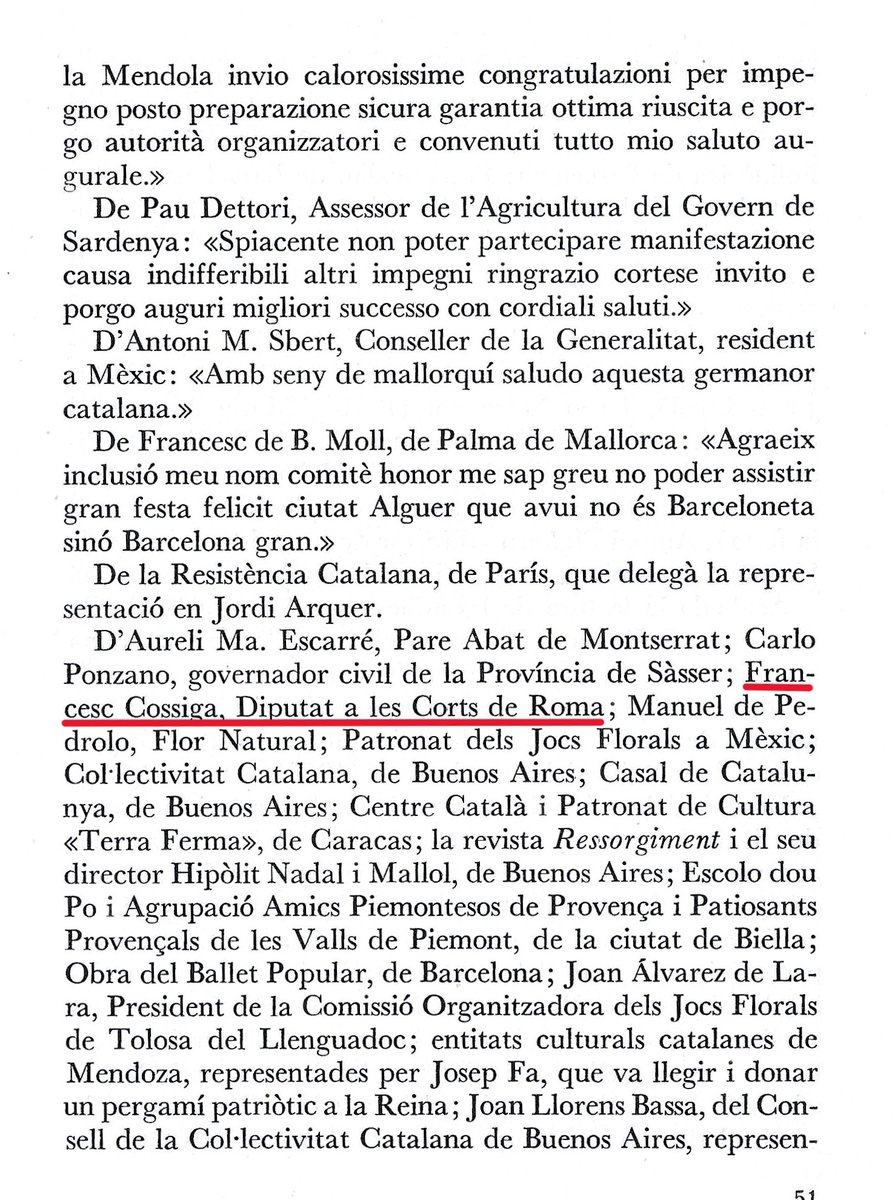 Avui Itàlia celebra la festa de la República. L'any 1961 es van celebrar a l'Alguer els Jocs Florals de la llengua catalana, i en la crònica del banquet que es va organitzar en honor a la reina dels Jocs, publicada en un opuscle editat a Mèxic, es dona compte de la llista de