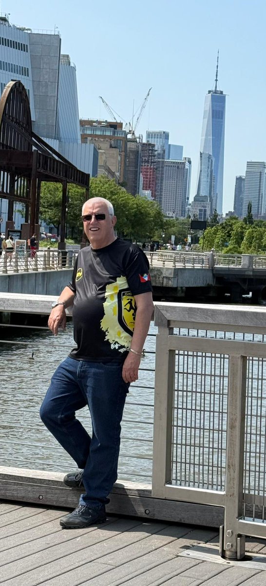 GNFCRebels's tweet image. Generation Next FC fan, Gary Faice, proudly wearing his GNFC supporter's jersey in New York City