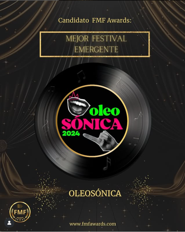 OleoSónica esta nominado a los FanMusicFest , los premios más 🔝 de la industria de la música en directo en nuestro país, en 3 categorías

⬆Mejor Festival 
💛Mejor Festival de Música Nacional. 
🤏🏽Mejor Festival A Pequeña Escala 

 tinyurl.com/46mta9hm