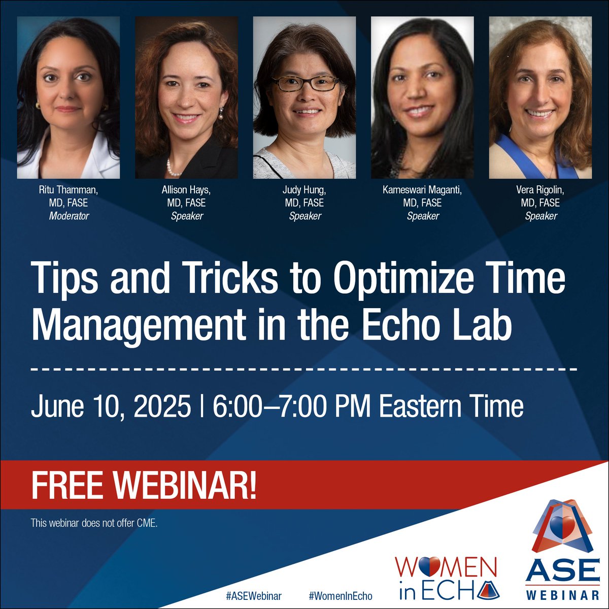 UPCOMING WEBINAR: On June 10, we will have a FREE #WomenInEcho webinar, with the goal of:
🔷Equipping echocardiographers w/ practical strategies to optimize workflow
🔷Minimizing time-wasting activities
🔷Leveraging tech, like AI, to enhance productivity

bit.ly/4mgIgPa