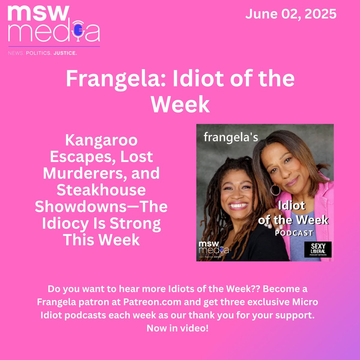 New #IdiotOfTheWeek podcast with <a href="/frangeladuo/">Frangela</a> #MSWMedia

🚨Please subscribe to #IdiotOfTheWeek. 
Frangela's other shows, #TheFinalWord &amp; #SomethingAintRight are on a different podcast feed. Make sure to subscribe to both.

Subscribe to #IOTW here 🔽Listen: podcasts.apple.com/us/podcast/kan…