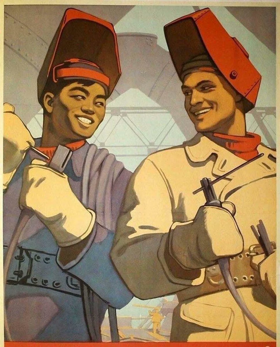 R3dconnections's tweet image. In honor of Pride Month, here are some of my (Greg's) favorite Sino-Soviet and assorted Socialist Fraternalism posters which definitely do not disguise the artists thinly veiled queer self