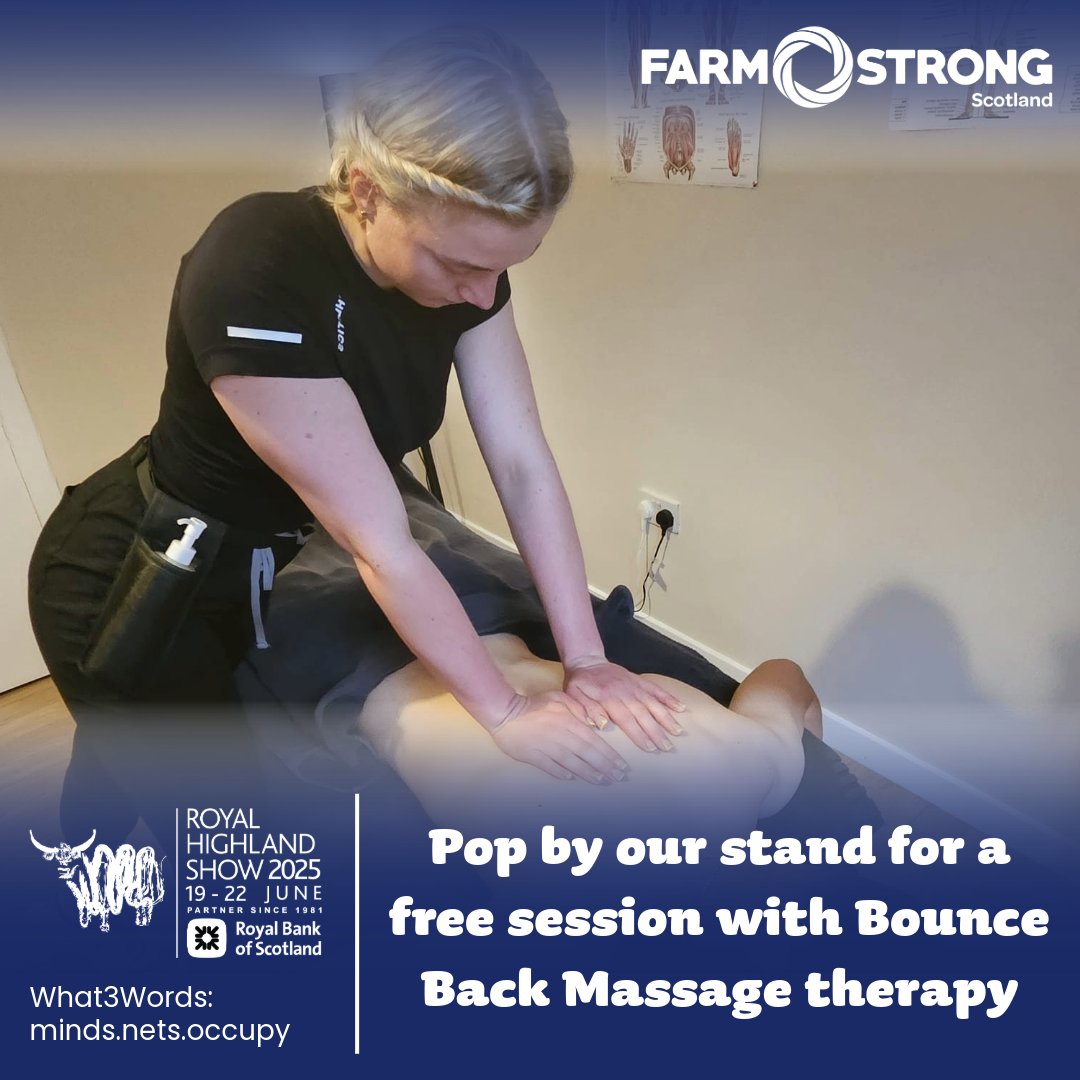 💆🏼‍♂️We’ll rub your back if you...well, show up!

Farmstrong is bringing the goods to this year’s @royalhighlandshow! Swing by our stand and get a free Farmer Massage from Kyla @bounceback_massage. 

📍Come find us at the Farmstrong Scotland stand. What3Words: ///minds.nets.occupy