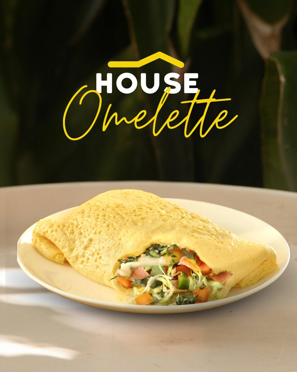 Here at Meson, we take pride in our breakfast. That's why it's available all day long! 

Enjoy our delightful house omelette with fresh seasoned veggies, cheese and ham, perfect for any time of the day. 🍳