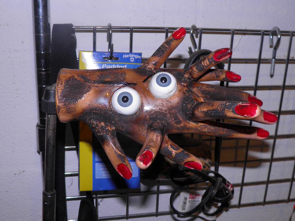 PLMacPumpkin's tweet photo. Here are some pictures of the Deformed Hand from Lonely Lady. I used nail salon practice dummy hands. I used a blowtorch to melt them together.. It smelt pretty terrible in the garage for quite some time :) #outsidemusic #zolo #nowave #loungenoir #artpop #puppetry #greenscreen https://t.co/w4fAQDIkTv