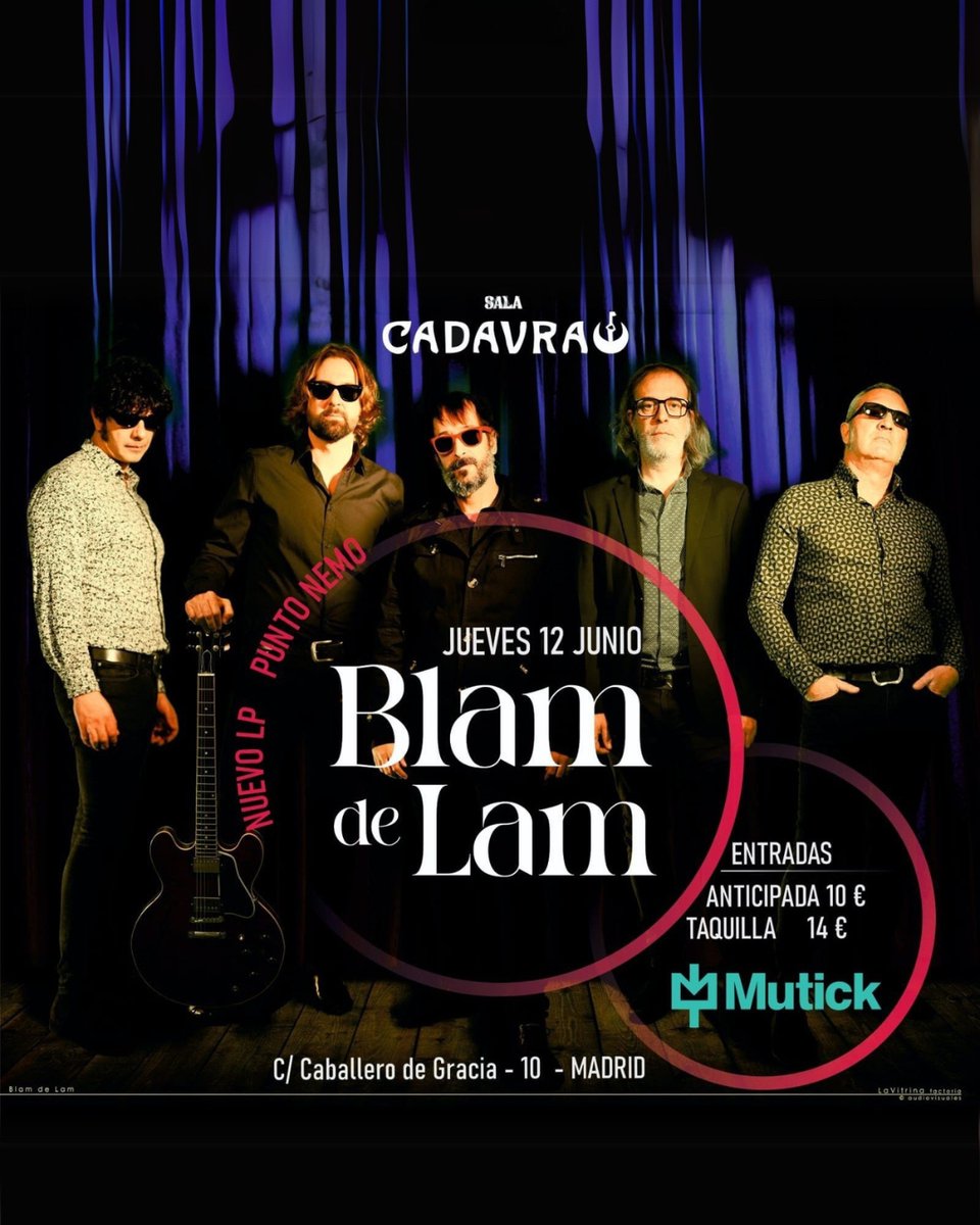 Mutick (@mutick_com) on Twitter photo 💥 El 12 de junio, <a href="/BlamdeLam_/">Blam de Lam</a> revienta #CadavraClub en Madrid con un directo de los que dejan huella.
🎟️ Entradas ya disponibles en Mutick
Prom: <a href="/industriasbala/">industriasbala</a>
#BlamDeLam #CadavraClub #ConciertosMadrid #IndustriasBala #Mutick #Madrid #ElectroPunk 💥 El 12 de junio, <a href="/BlamdeLam_/">Blam de Lam</a> revienta #CadavraClub en Madrid con un directo de los que dejan huella.
🎟️ Entradas ya disponibles en Mutick
Prom: <a href="/industriasbala/">industriasbala</a>
#BlamDeLam #CadavraClub #ConciertosMadrid #IndustriasBala #Mutick #Madrid #ElectroPunk