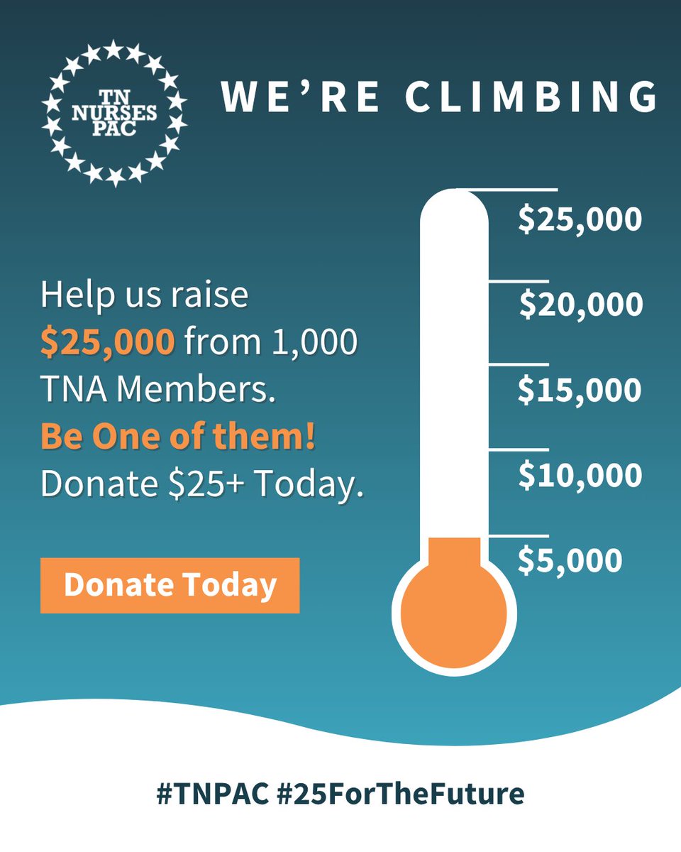 We’re climbing! Help us hit $25,000 from 1,000 TNA members. Be one of them. Donate $25+ today! bit.ly/3H6PGEy 

#TNPAC #25ForTheFuture