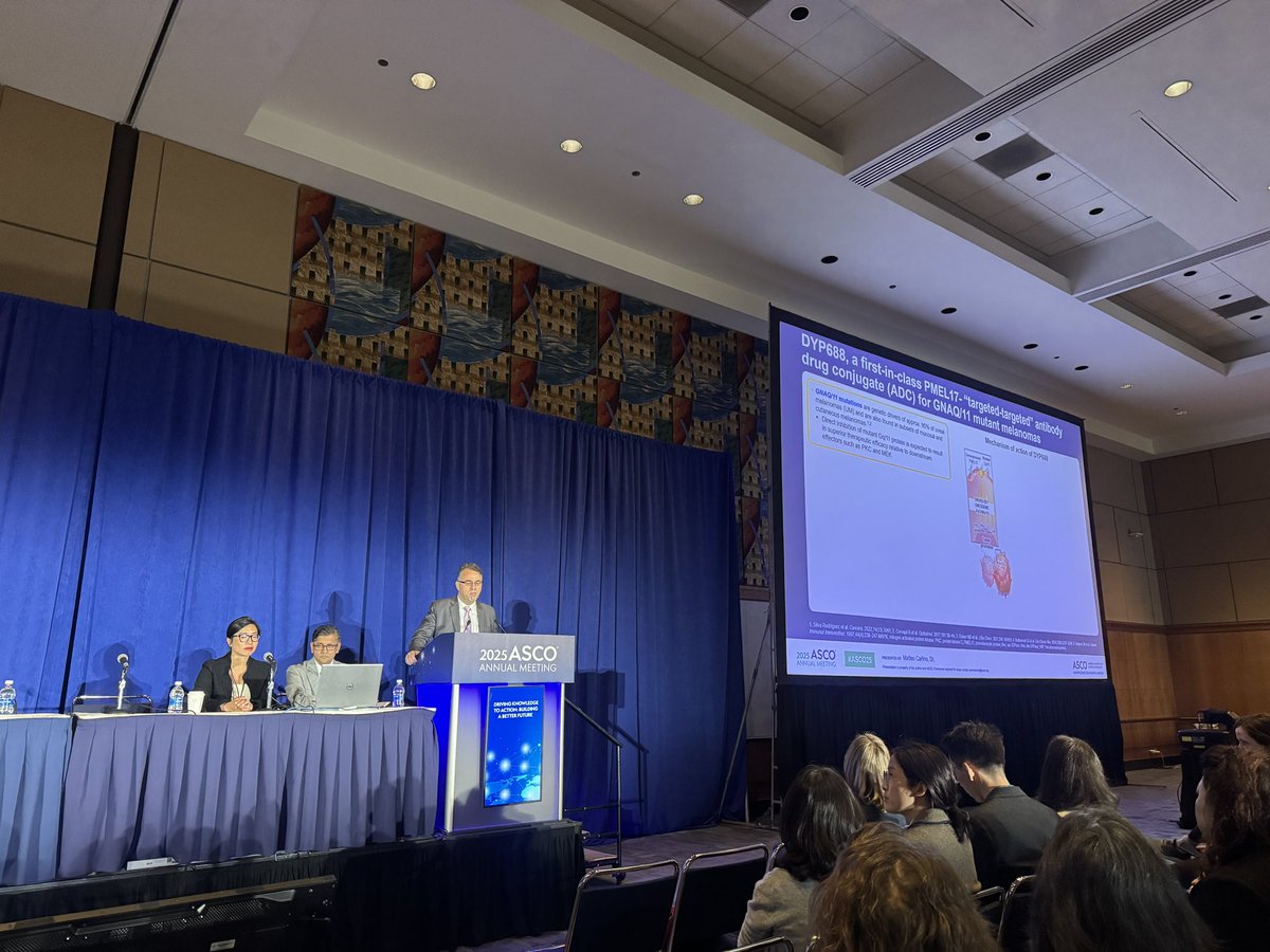 Dr. Patrick Hwu (@patrickhwumd) on Twitter photo Happening now at #ASCO25: Matteo Carlino, MD (@mattcarlino) from <a href="/MelanomaAus/">Melanoma Institute Australia</a>, shares results from a melanoma rapid oral abstract session on DYP688 in metastatic uveal #melanoma.
ā”ļø First ADC-delivered payload to show efficacy in MUM
ā”ļø Favorable safety/tolerability; most TRAEs Happening now at #ASCO25: Matteo Carlino, MD (@mattcarlino) from <a href="/MelanomaAus/">Melanoma Institute Australia</a>, shares results from a melanoma rapid oral abstract session on DYP688 in metastatic uveal #melanoma.
ā”ļø First ADC-delivered payload to show efficacy in MUM
ā”ļø Favorable safety/tolerability; most TRAEs