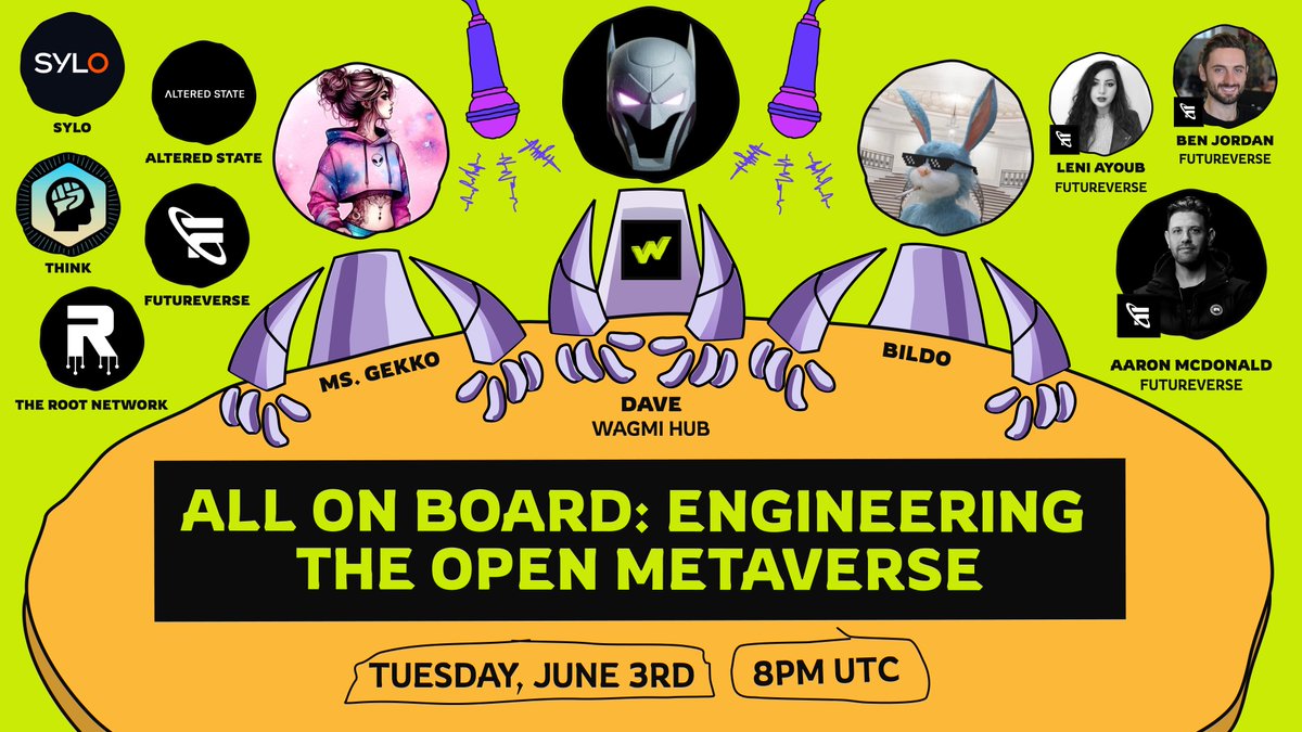 🎙 WAGMI HUB X Futureverse: Engineering the Open Metaverse!

We’re kicking off an epic new series with Futureverse bringing you a behind-the-scenes look at how they’re turning building the metaverse into Fortnite-level worlds with WordPress-level ease.

🗓 Date: Tuesday, June 3
