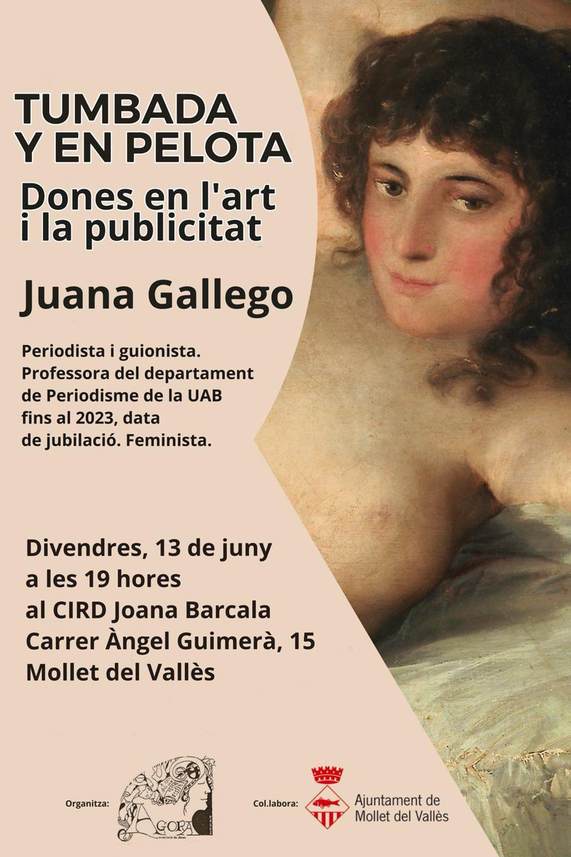 Us recomanem aquesta activitat pel divendres 13 de juny a les 19 h al CIRD Joana Barcala. Juana Gallego, experta en Gènere i Mitjans de Comunicació, ens farà una sessió sobre la imatge de les dones en la publicitat i l'art. Us hi esperem!