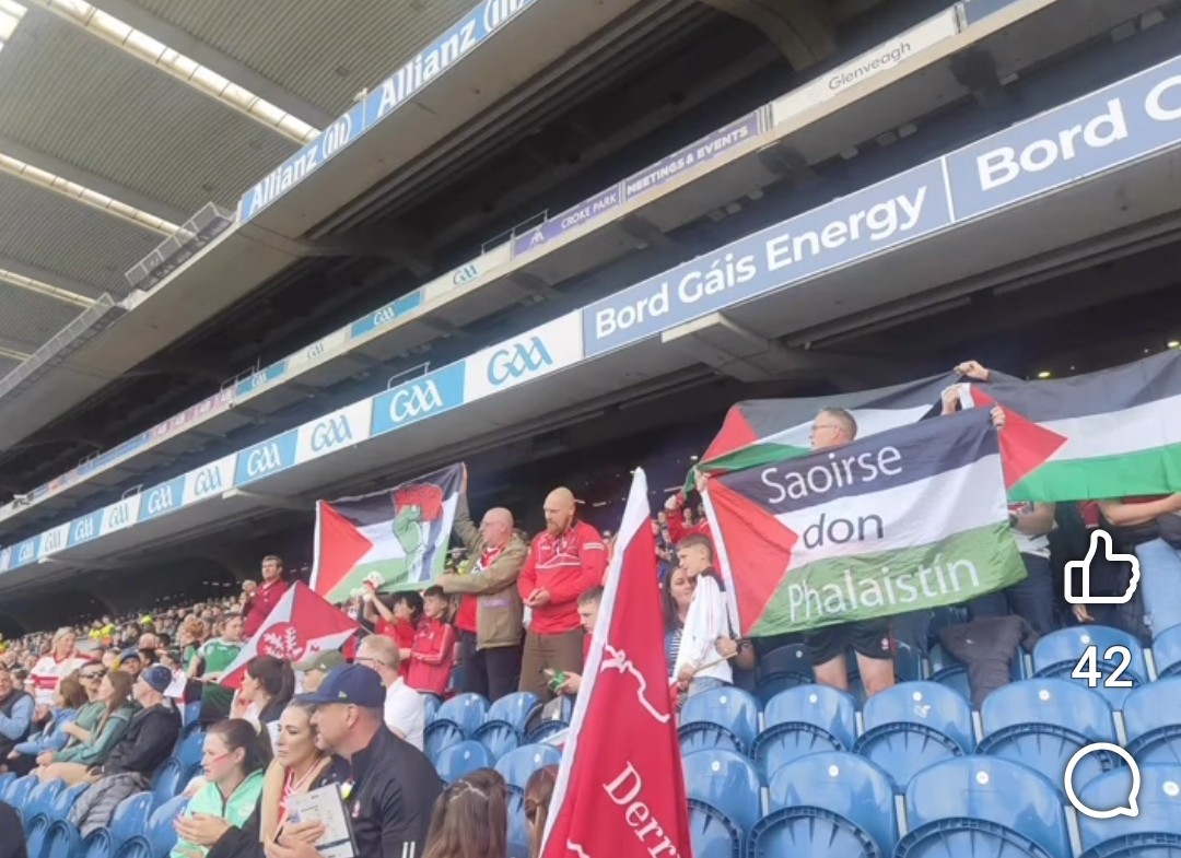 GaelsAgainstGen's tweet image. Great to see so many Gaels showing support for Palestine at the Championship matches over the weekend.
#GazaGenocide
#SaoirseDonPhalaistín 🇵🇸