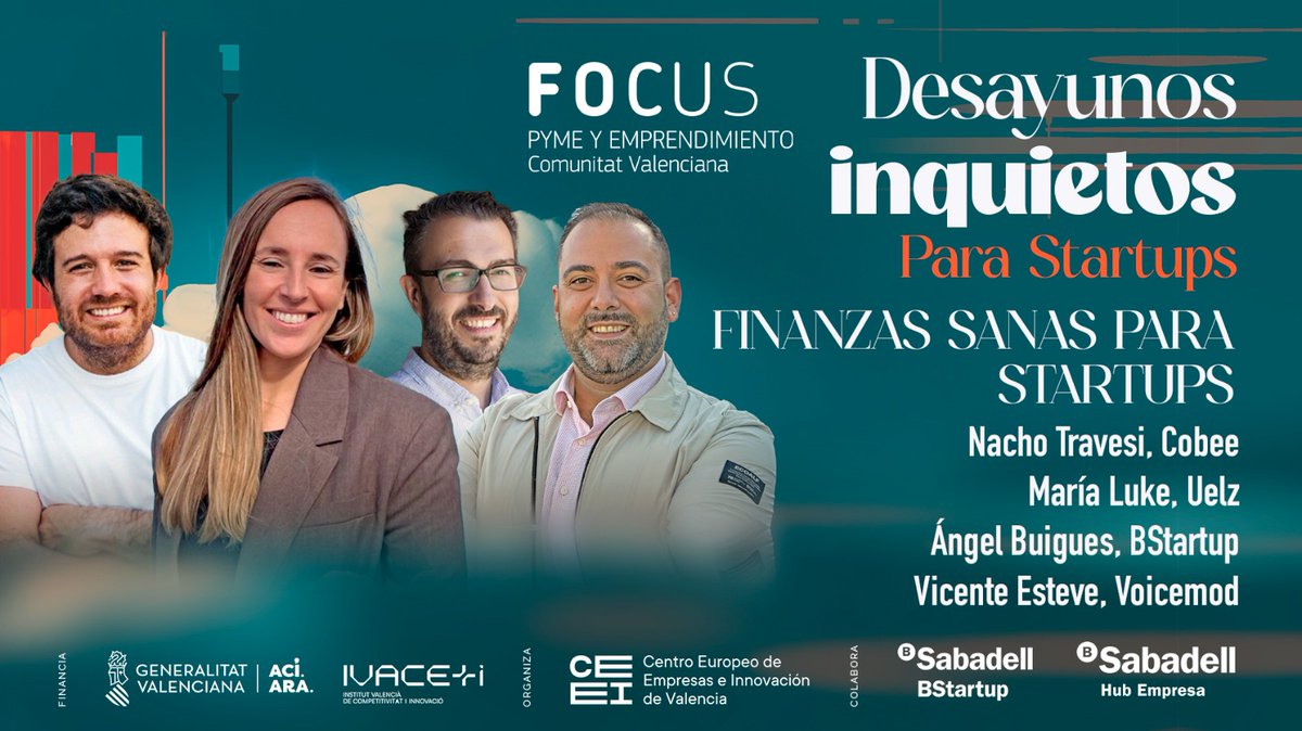 💼 ¿Cómo escalar una startup sin perder el control financiero?

En el próximo #DesayunoInquieto, líderes de @Cobee_es, <a href="/uelzpay/">Uelz</a> y <a href="/voicemod/">Voicemod</a> nos contarán cómo lo lograron en mercados ultra exigentes.

☕ Habrá café y apuntes sobre estrategia financiera 👉 ceeivalencia.emprenemjunts.es/?op=14&n=24891