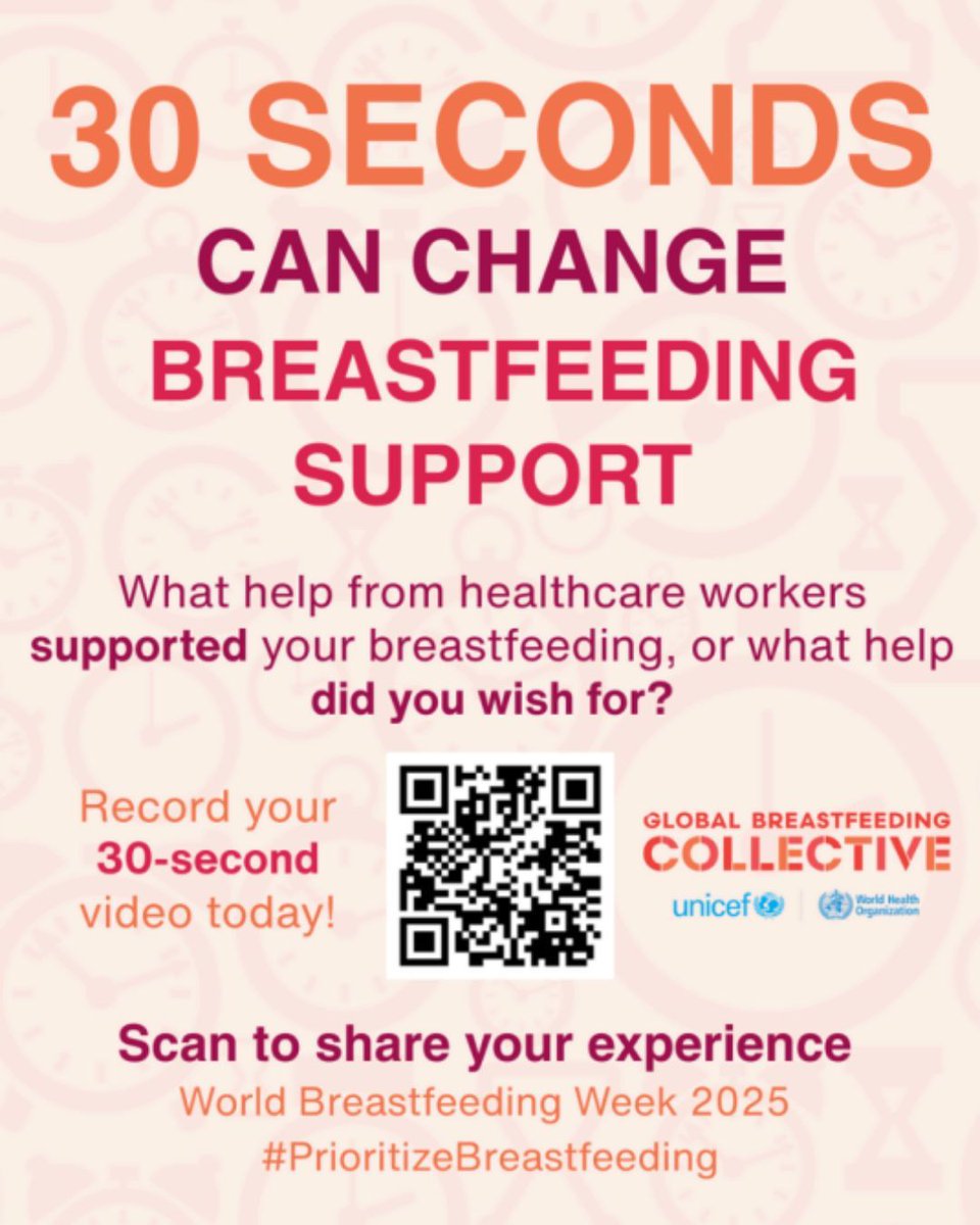 Have you breastfed in the last 5 years? Your 30-second story can help build better
support systems! Tell us: What healthcare support helped you breastfeed, or what did
you wish for? Record here: qr.link/9gpJzR #WBW2025 #GlobalBreastfeedingCollective