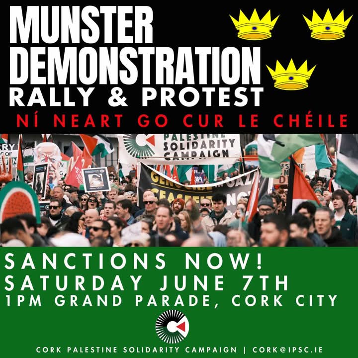 📢 Bígí linn i gCorcaigh ar an 7/6/25🍉
📢 All roads lead to Cork on Sat 7th June. Munster rally for Palestine. See you there 🍉 <a href="/ipsc48/">IPSC</a> <a href="/kirkieEL/">Emsie</a>