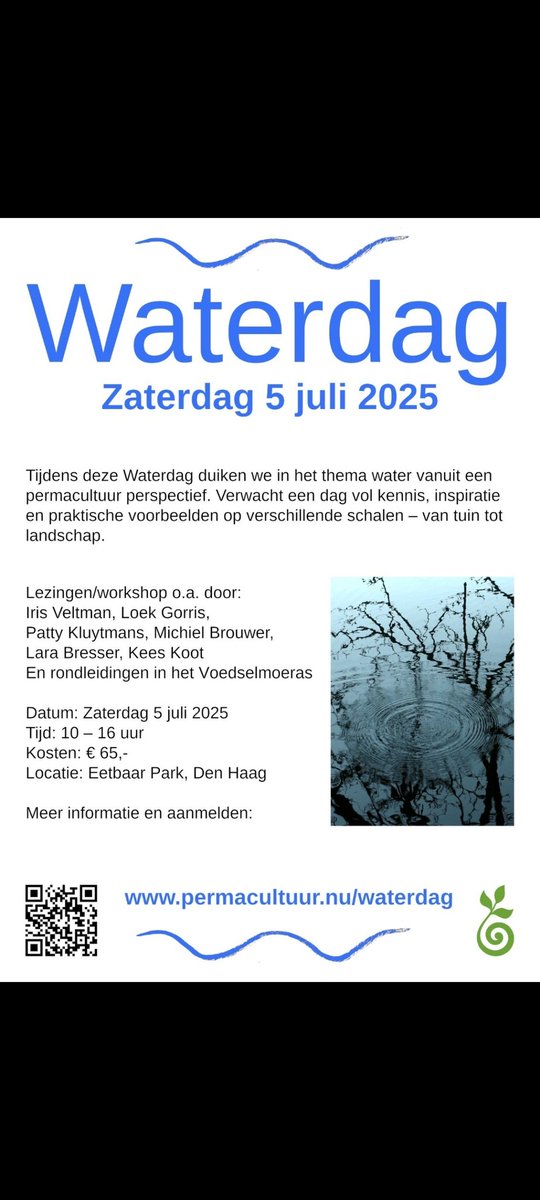 🤩 Leer meer over water! 5 juli, Zuiderpark #GemeenteDenHaag
permacultuur.nu/agenda/waterdag
#EetbaarPark ism #EvergreenDesign
<a href="/odhl/">Omgevingsdienst Haaglanden</a> <a href="/joenevs/">Jeroen van Schaick</a>
<a href="/zuid_holland/">Provincie Zuid-Holland</a> <a href="/impactcity/">ImpactCity</a>