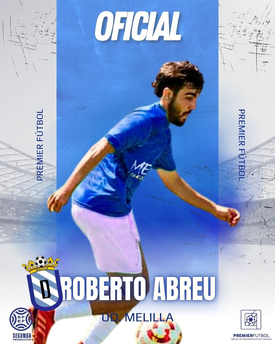 Premier Fútbol (@_premierfutbol) on Twitter photo ⚠️𝗢𝗙𝗜𝗖𝗜𝗔𝗟
<a href="/UDMelilla/">Unión Deportiva Melilla</a> 🔵⚪ se hace con los servicios de @robertoabreu_14 para la próxima temporada.
¡Muchísima suerte crack!
𝗣𝗿𝗲𝗺𝗶𝗲𝗿 𝗙ú𝘁𝗯𝗼𝗹⚽
#Futbol #Gol #LaLiga #RFEF
#segundarfef ⚠️𝗢𝗙𝗜𝗖𝗜𝗔𝗟
<a href="/UDMelilla/">Unión Deportiva Melilla</a> 🔵⚪ se hace con los servicios de @robertoabreu_14 para la próxima temporada.
¡Muchísima suerte crack!
𝗣𝗿𝗲𝗺𝗶𝗲𝗿 𝗙ú𝘁𝗯𝗼𝗹⚽
#Futbol #Gol #LaLiga #RFEF
#segundarfef