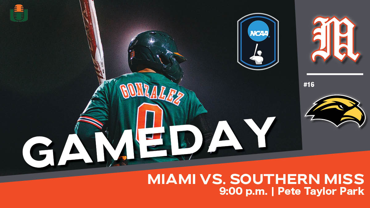 WVUM Sports (@wvumsports) on Twitter photo WIN OR GO HOME! Miami looks to take the regional final on the road in the Pine Belt!
โพ: <a href="/CanesBaseball/">Miami Hurricanes Baseball</a> at <a href="/SouthernMissBSB/">Southern Miss Baseball</a>
๐๏ธ: Pete Taylor Park
โฐ: 9:00 p.m. EST
๐๏ธ: <a href="/maxkeller615/">Max Keller</a> & <a href="/lmooch33/">Luca Mucciardi</a>
๐ป: wvum.org/listen
๐ป: 90.5FM WIN OR GO HOME! Miami looks to take the regional final on the road in the Pine Belt!
โพ: <a href="/CanesBaseball/">Miami Hurricanes Baseball</a> at <a href="/SouthernMissBSB/">Southern Miss Baseball</a>
๐๏ธ: Pete Taylor Park
โฐ: 9:00 p.m. EST
๐๏ธ: <a href="/maxkeller615/">Max Keller</a> & <a href="/lmooch33/">Luca Mucciardi</a>
๐ป: wvum.org/listen
๐ป: 90.5FM