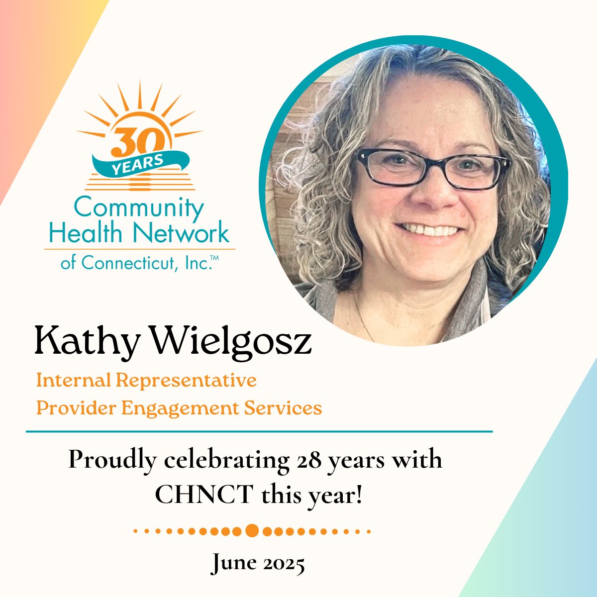 As #CHNCT celebrates its 30th anniversary this year, we’re proud to highlight staff who have been with the company for more than 20 years. Today, we’re featuring Kathy Wielgosz.

Read about Kathy on our Instagram, Facebook, and LinkedIn pages!
