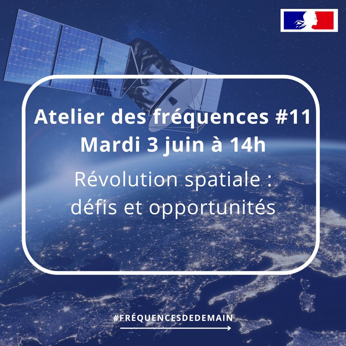 🚀Mardi 3 juin, suivez en ligne l’Atelier des Fréquences #11 !

Constellations, IRIS², connectivité mobile, régulation du spectre : cap sur les grands défis du spatial.

 📲Connectez-vous à 14H ici 👉 
anfr.webex.com/anfr/j.php?MTI…
#NewSpace #Satellite #IRIS2 #Spectre #ANFR