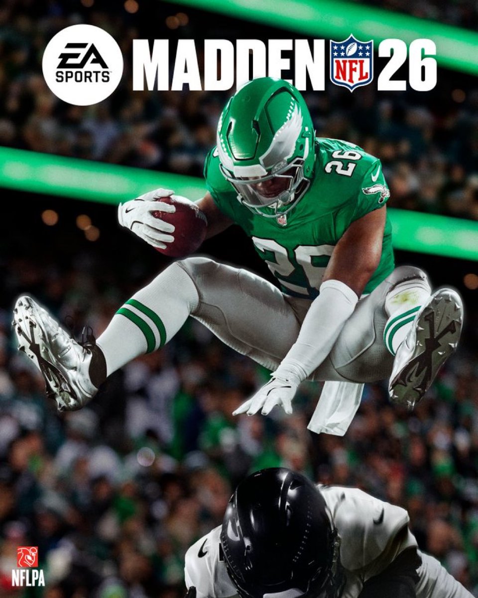 NFLonFOX's tweet image. 🎮 @saquon has hurdled his way onto the #Madden26 cover 

(via @EAMaddenNFL)