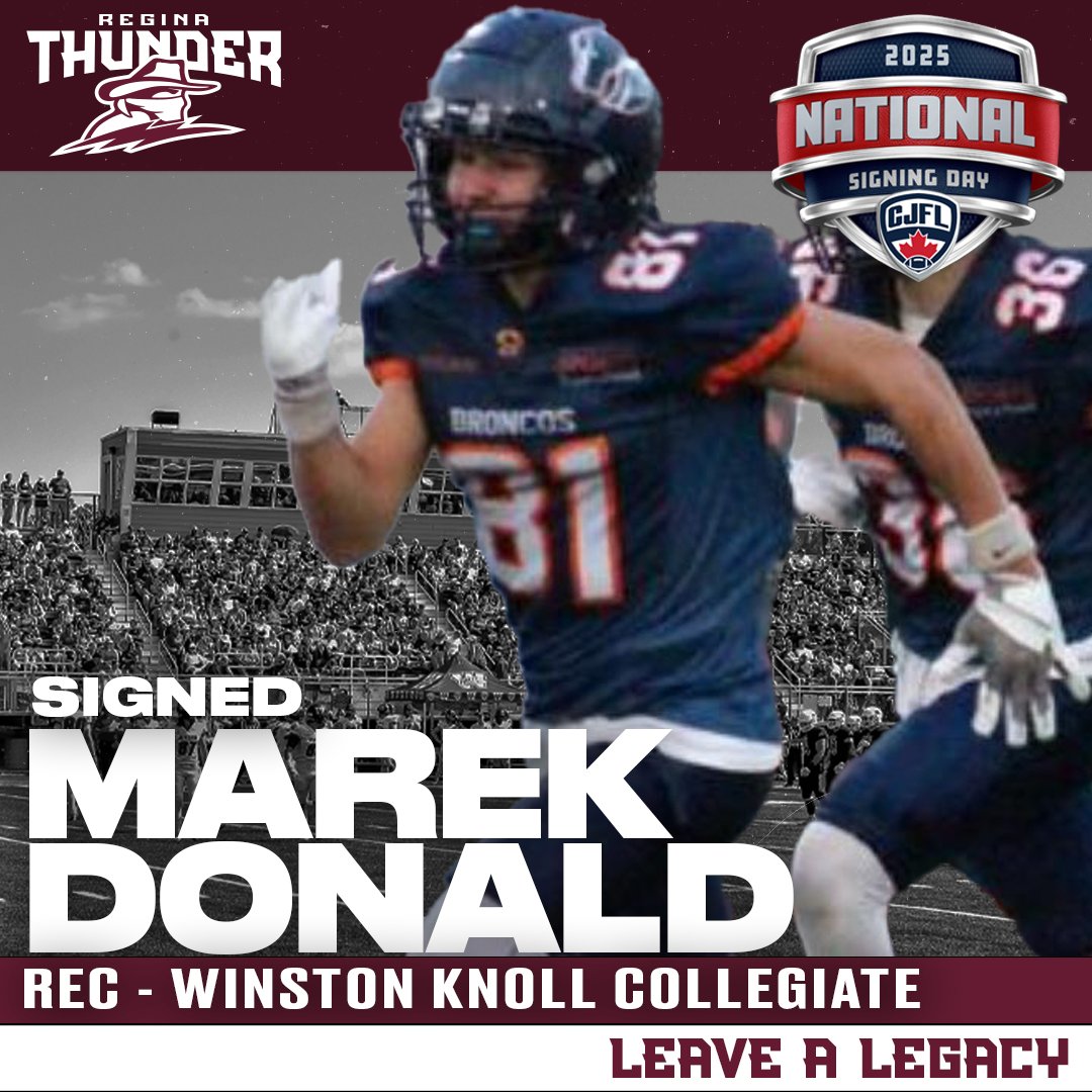 reginathunder's tweet image. AND ANOTHER ONE!!!!
Receiver Marek Donald will be in Maroon and White in 2025!
#LeaveALegacy #TogetherWeRoll
#CJFLSigningDay