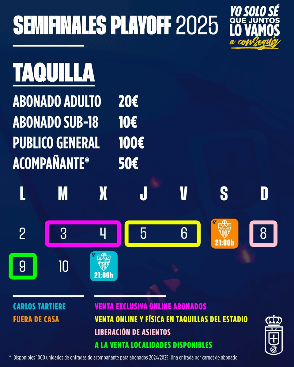 OFFICIAL.
Información de entradas para el partido Real Oviedo - UD Almería.