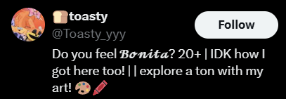 noarstrian's tweet photo. Has anyone else noticed @/Toasty_yyy is gone? https://t.co/WfDGoBftSg