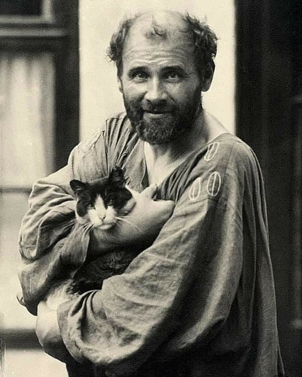 Gustav Klimt and his cat