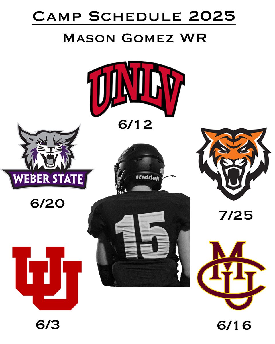 Mason Gomez (@maseg_02) on Twitter photo Upcoming Camp Schedule! Can't wait to compete this offseason!
<a href="/nick_robins10/">Nick Robins</a> <a href="/thedevenosborne/">Deven Osborne</a> <a href="/TheRidgeFBLL/">Mountain Ridge Football</a> <a href="/RossApoWR_EZ/">Ross Apo🇹🇴</a> <a href="/stroformance/">Stroformance</a> <a href="/skyler_ridley/">Coach Ridley</a> <a href="/CoachBlevinsISU/">Buddy Blevins</a> <a href="/Coach_NLinhart/">Neil Linhart</a> <a href="/weberstatefb/">Weber State Football 🏈</a> <a href="/unlvfootball/">UNLV Football</a> <a href="/Utah_Football/">Utah Football</a> <a href="/BengalGridiron/">Idaho State Football</a> <a href="/KyleMorgan_XOS/">Kyle Morgan CATAPULT Southwest Regional Scout</a> Upcoming Camp Schedule! Can't wait to compete this offseason!
<a href="/nick_robins10/">Nick Robins</a> <a href="/thedevenosborne/">Deven Osborne</a> <a href="/TheRidgeFBLL/">Mountain Ridge Football</a> <a href="/RossApoWR_EZ/">Ross Apo🇹🇴</a> <a href="/stroformance/">Stroformance</a> <a href="/skyler_ridley/">Coach Ridley</a> <a href="/CoachBlevinsISU/">Buddy Blevins</a> <a href="/Coach_NLinhart/">Neil Linhart</a> <a href="/weberstatefb/">Weber State Football 🏈</a> <a href="/unlvfootball/">UNLV Football</a> <a href="/Utah_Football/">Utah Football</a> <a href="/BengalGridiron/">Idaho State Football</a> <a href="/KyleMorgan_XOS/">Kyle Morgan CATAPULT Southwest Regional Scout</a>