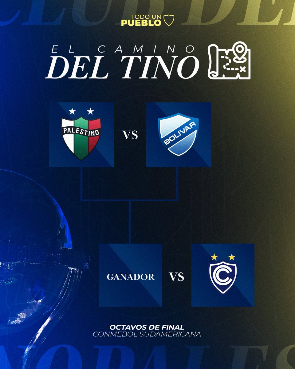 Este será el Camino del Tino en la #CONMEBOLSudamericana. ¡Vamos por La Gran Conquista! 🏆

#TodoUnPueblo 🇵🇸