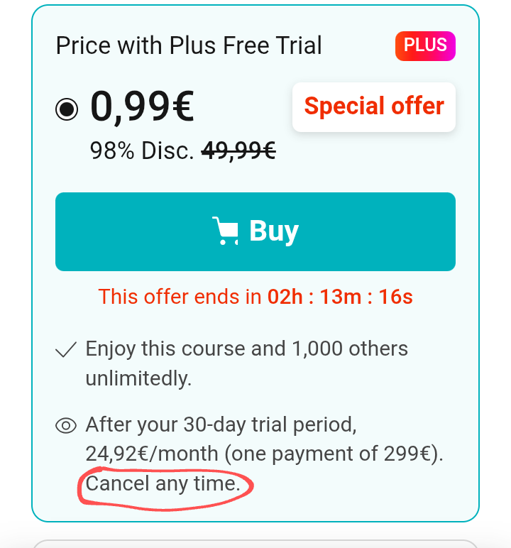 SocialSevilla's tweet photo. @Domestika Hola. Me cobraron 299 € por una suscripción anual tras una oferta de 0,99 €. En su publicidad pone "Cancel any time" y la ley española (art. 102 TRLGDCU) me da 14 días para desistimiento. He pedido la cancelación y reembolso pero no tengo respuesta. Os he enviado un MD. https://t.co/i5GNO05j2I