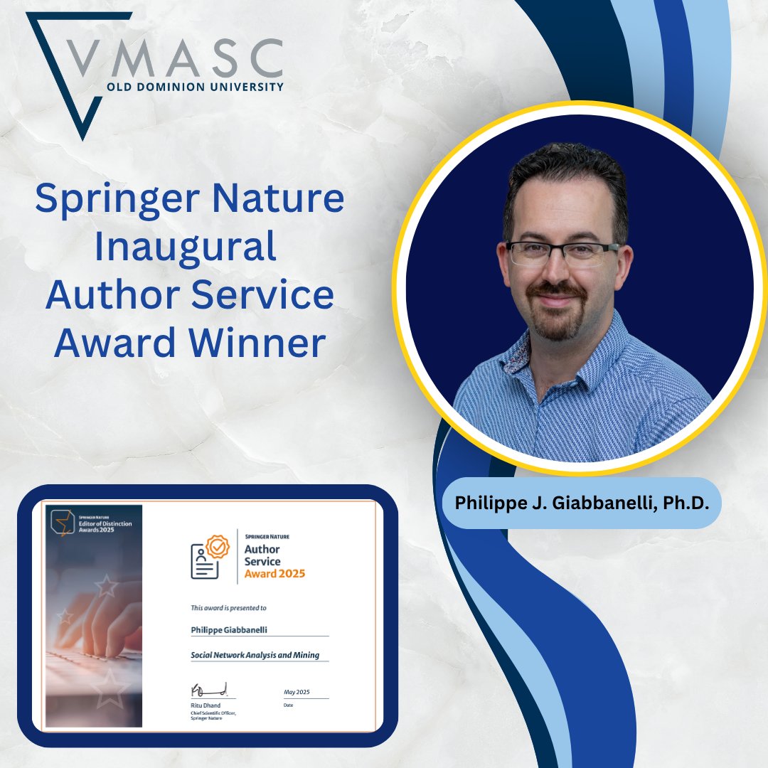 Virginia Modeling, Analysis, & Simulation Center (@vmasc_odu) on Twitter photo Dr. Philippe Giabbanelli, Director of the VMASC Modeling & Simulation for Health and STEM, has received the inaugural <a href="/SpringerNature/">Springer Nature</a> Author Service Award for ensuring sound science and timely peer review as an editorial board member. Congrats on this well-deserved recognition! Dr. Philippe Giabbanelli, Director of the VMASC Modeling & Simulation for Health and STEM, has received the inaugural <a href="/SpringerNature/">Springer Nature</a> Author Service Award for ensuring sound science and timely peer review as an editorial board member. Congrats on this well-deserved recognition!
