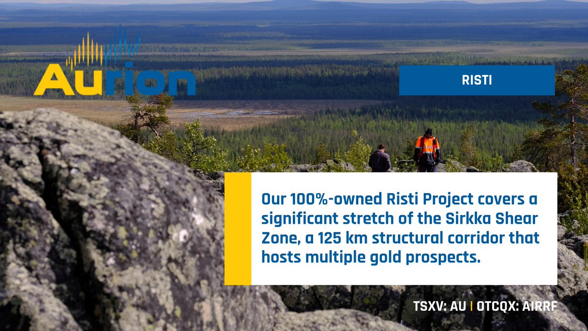 Our 100%-owned Risti Project covers a significant stretch of the Sirkka Shear Zone, a 125 km structural corridor that hosts multiple gold prospects.

Risti remains a cornerstone of our discovery-focused strategy in Finland. Learn more: aurionresources.com/projects/risti/

$AU $AIRRF