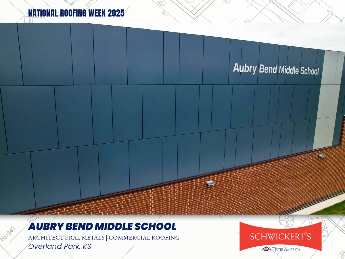 Schwickerts's tweet image. Our next project and trade we&apos;re highlighting is this Architectural Metals and Commercial Roofing project at Aubry Bend Middle School in Overland Park, KS.

See the full project and more: schwickerts.com/project/aubry-…

--
#schwickerts #NationalRoofingWeek #SignatureProjects