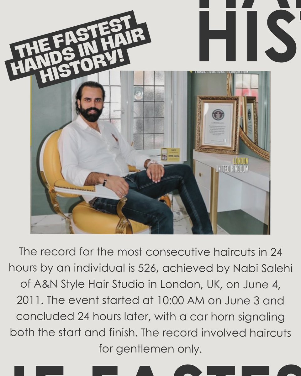 SimpleSalon's tweet photo. What has been your busiest Friday ever?
Nabi, a hairdressor once had a very busy Friday that turned into a Saturday as he set the record for the most haircuts in 24 hours.
What is your personal record?
#salonfacts
#salonmarketing
#recordbreaker
#SalonBusiness https://t.co/YA6fDkp7fI