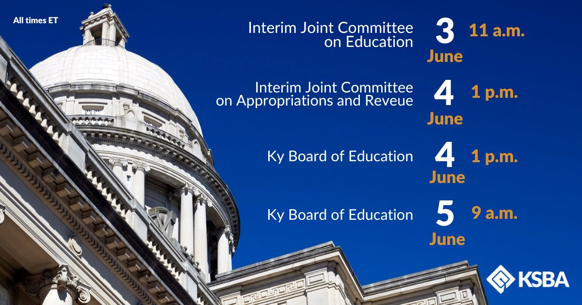 Several education meetings are on the agenda this week as the General Assembly begins its interim session and Kentucky Board of Education meets. Watch  committee meetings at ket.org/legislature/?s… and KBE at mediaportal.education.ky.gov/watch-live/