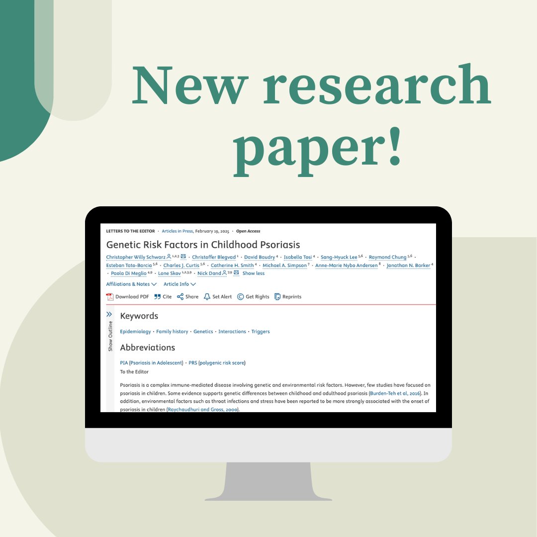 myskinstudy's tweet image. How does #psoriasis affect children? 👨‍👩‍👧
Researchers analysed genetic data from hundreds of teens and found that children with a certain genetic variant and high polygenic risk scores were more likely to develop psoriasis.
Check out the full summary here: stjohnsresearch.org/genetic-risk-f…📲