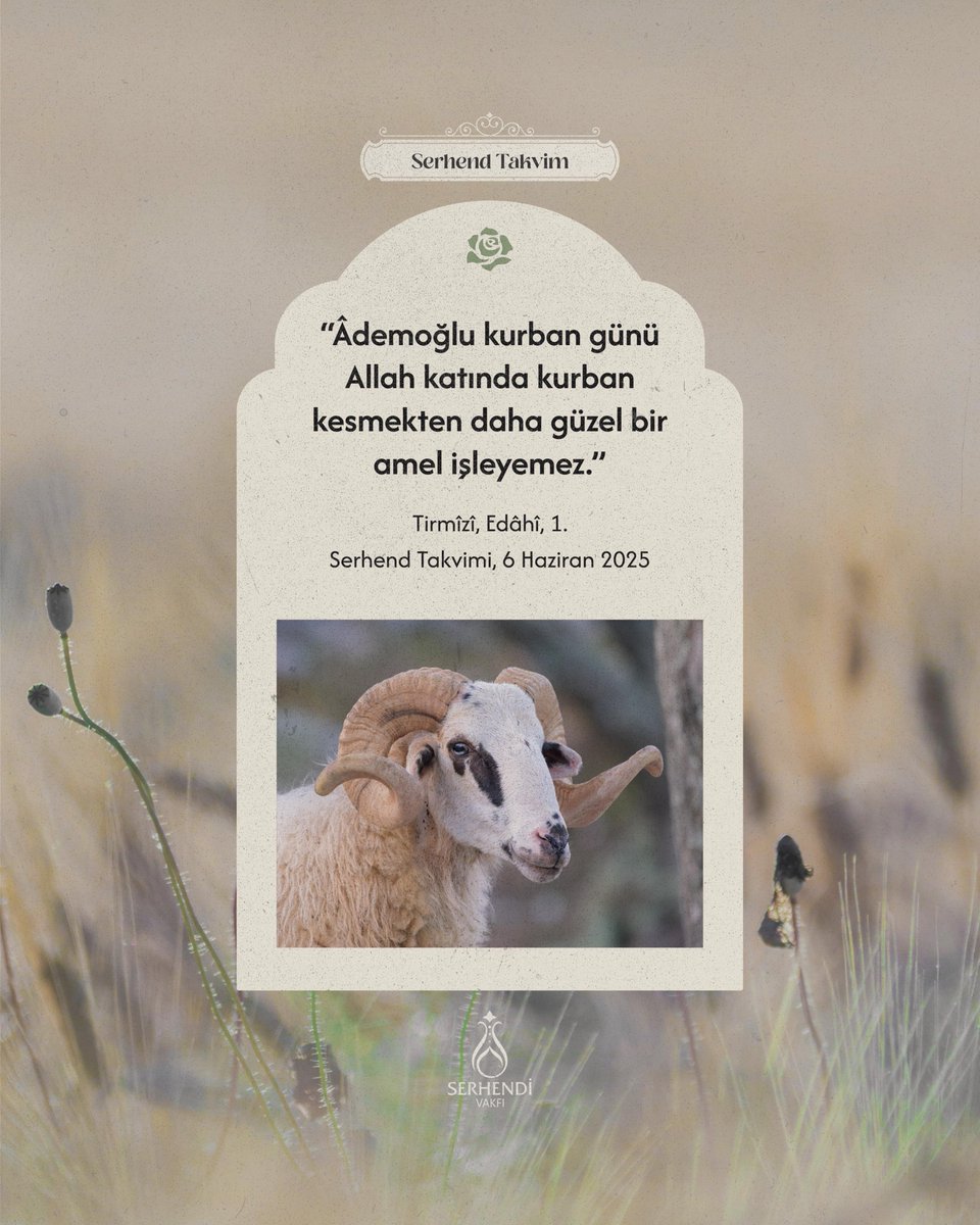 “Âdemoğlu kurban günü Allah katında kurban kesmekten daha güzel bir amel işleyemez.”

Tirmîzî, Edâhî, 1.

#SerhendiVakfı