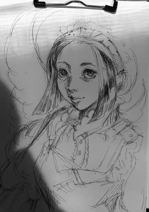少し描きました。

夜勤の夜食休憩時に。
夜食は食べないので。

#イラスト #illustration #rkgk 