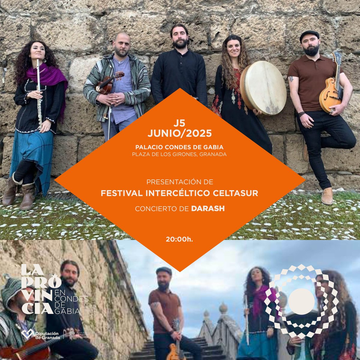 Este jueves 5 de junio, a las 20:00h, el Palacio de los Condes de Gabia acoge la presentación del Festival Intercéltico CELTASUR con el concierto de Darash. 
Música celta, fusión y raíces para comenzar junio con emoción.
🎟 Entrada libre desde las 19:30h

#Granadallenadevida