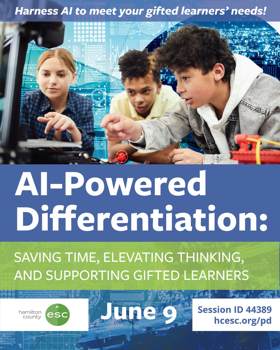 🎓 AI-Powered Differentiation is June 9!
Get:
🧠 Strategies for gifted learners
⚙️ AI tools to streamline planning
📦 Day 1-ready lessons
🎮 Interactive, gamified learning
✅ HQPD credit
Don't miss this high-impact PD!
#SmartTeaching #DifferentiationWithAI #TeacherPD