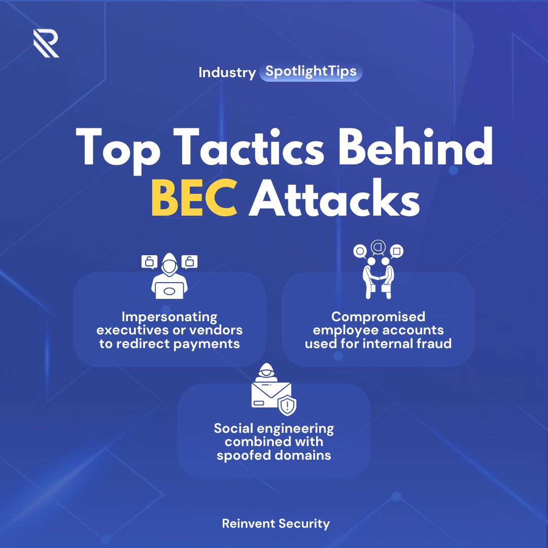 Rein_Security's tweet photo. Business Email Compromise Losses Top $3 Billion in Q1 2025
🔗 For more: visit https://t.co/OA2D5EfiKp
📩 Subscribe to our newsletter: https://t.co/Ts8nNg0I5N
#CyberSecurity #BusinessEmailCompromise #BEC #EmailSecurity #ReinventSecurity #CyberResilience #FraudPrevention https://t.co/pX21G4NALr