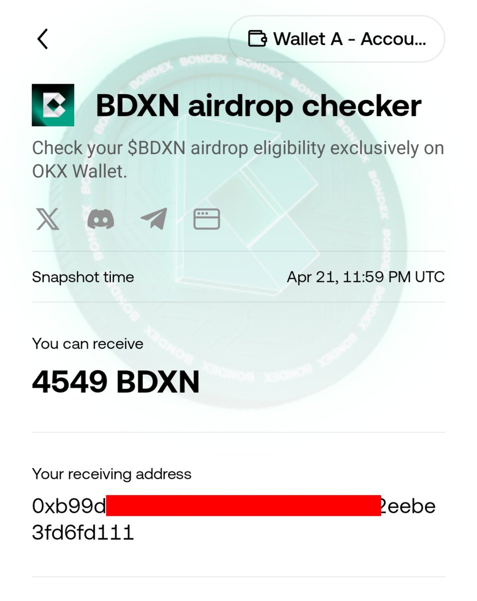 Bondex Airdrop Checker is Live 🪂 How to check 👇 1. Import your wallet  into the OKX Wallet (same one you connected to the Bondex app) 2. Go to the  Discover tab