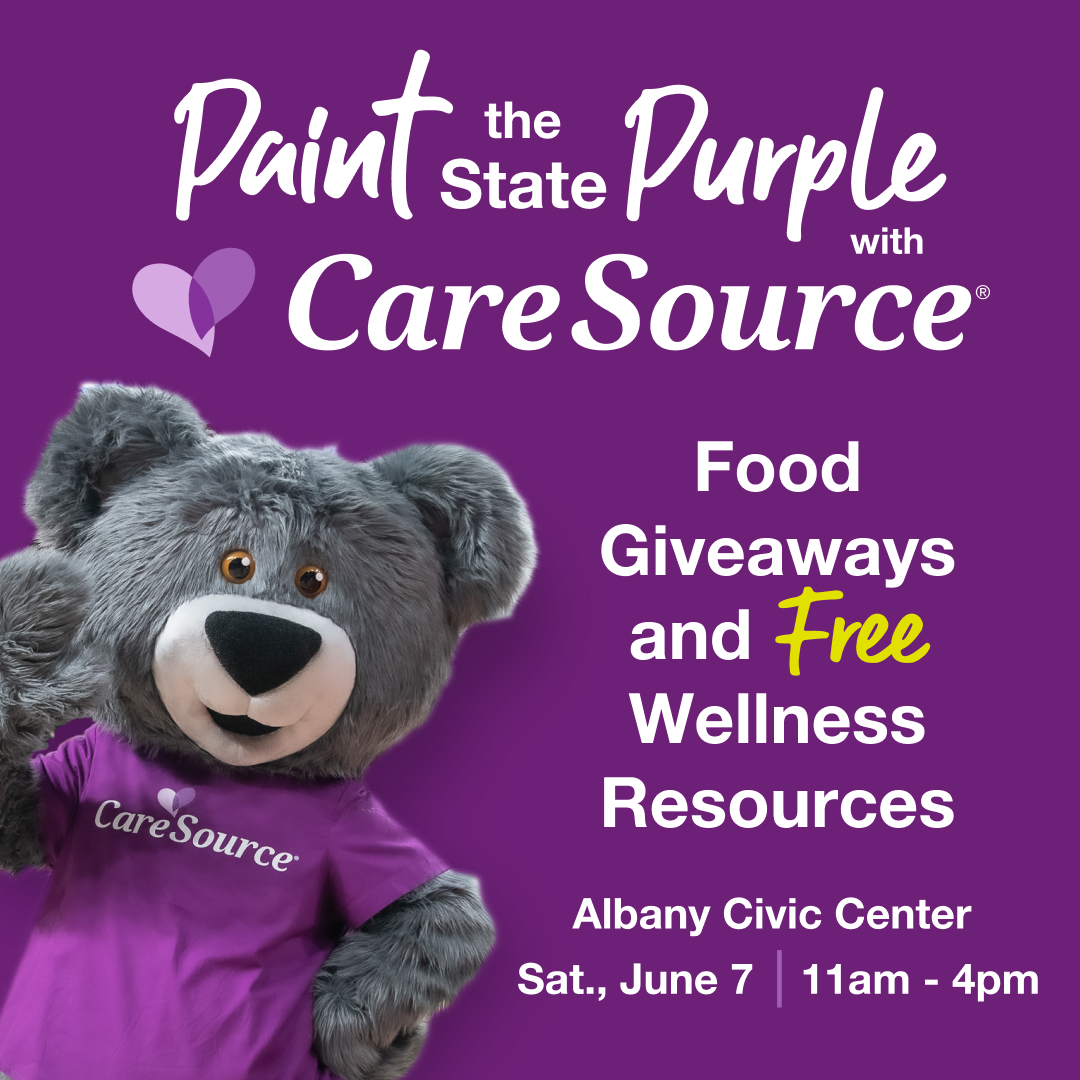 The Paint the State Purple Series is a CareSource-hosted event that unites healthcare and community through a one-stop-shop approach! 

There is NO cost to attend this event.

📅 June 7
📍 Albany Civic Center
⏰ 11 AM
